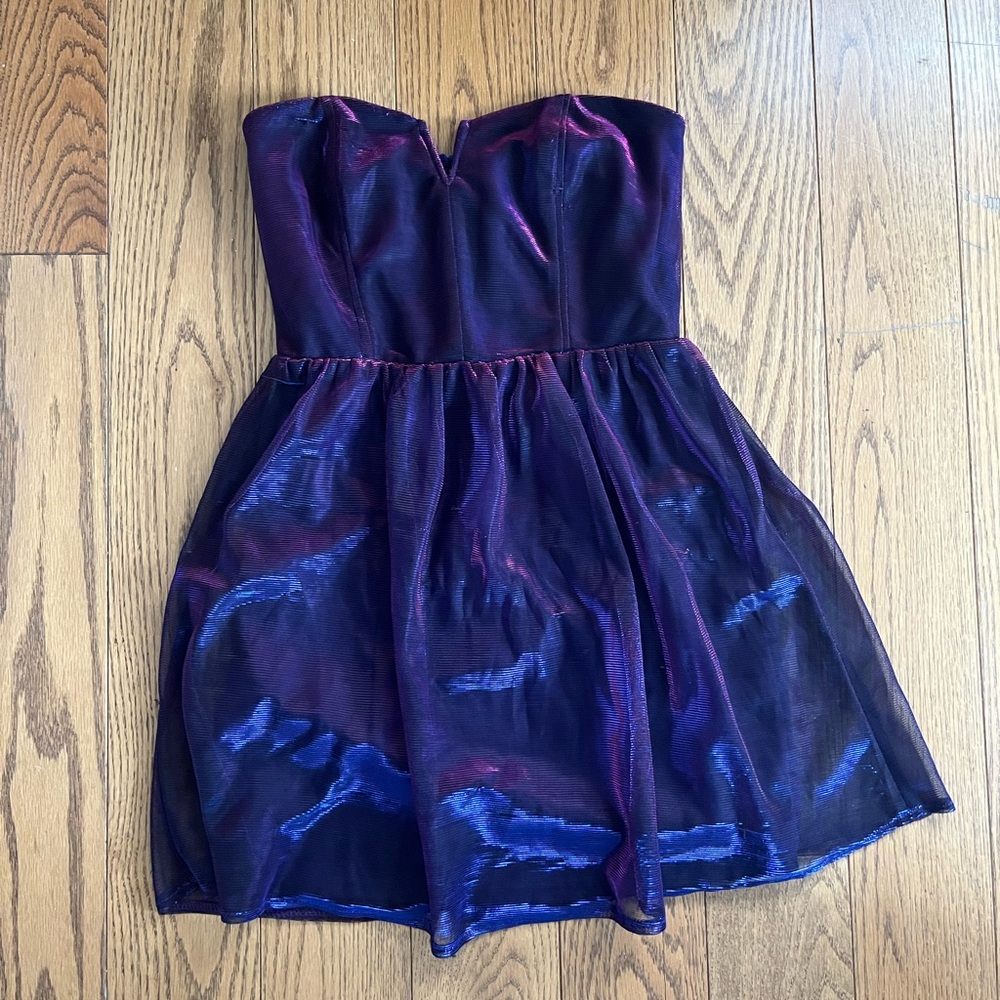 Strapless Dress in Purple and Blue - Multicolor SIze S